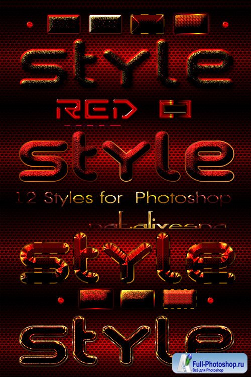 Красные стили  для Photoshop  