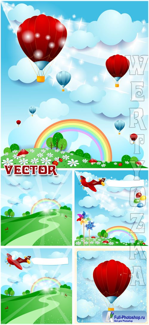       / Beautiful natural background with balloons - vector clipart