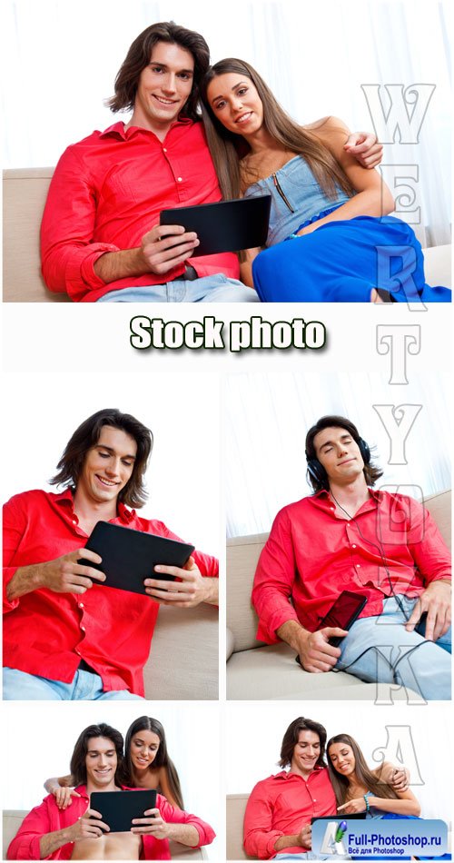    / Couple with tablet - Raster clipart