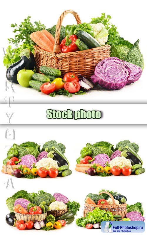  ,    / Fresh fruits and vegetables in a basket - Raster clipart