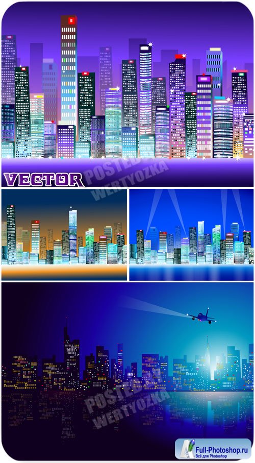     ,  / Vector background with night city