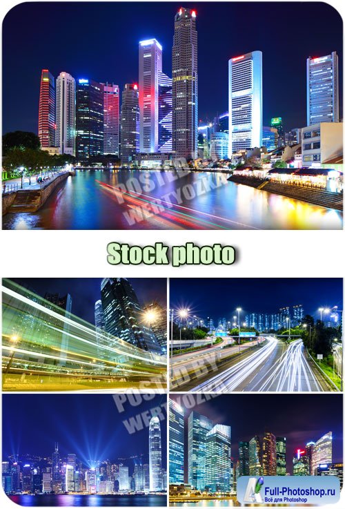  ,   / Night city, night road - stock photos