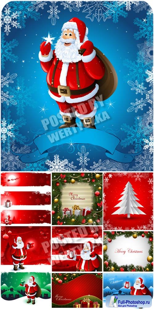      / Santa Claus and Christmas backgrounds - stock vector