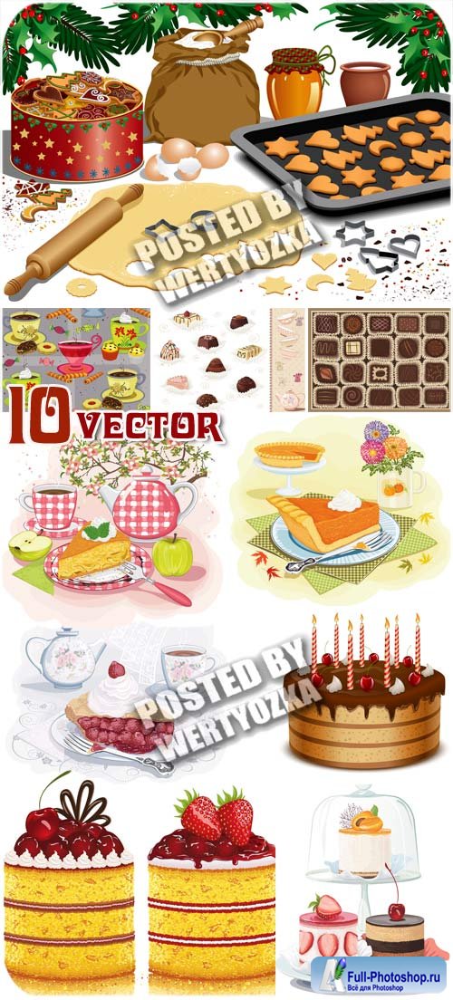 , , ,  / Sweets, cakes, candy, cookies - stock vector