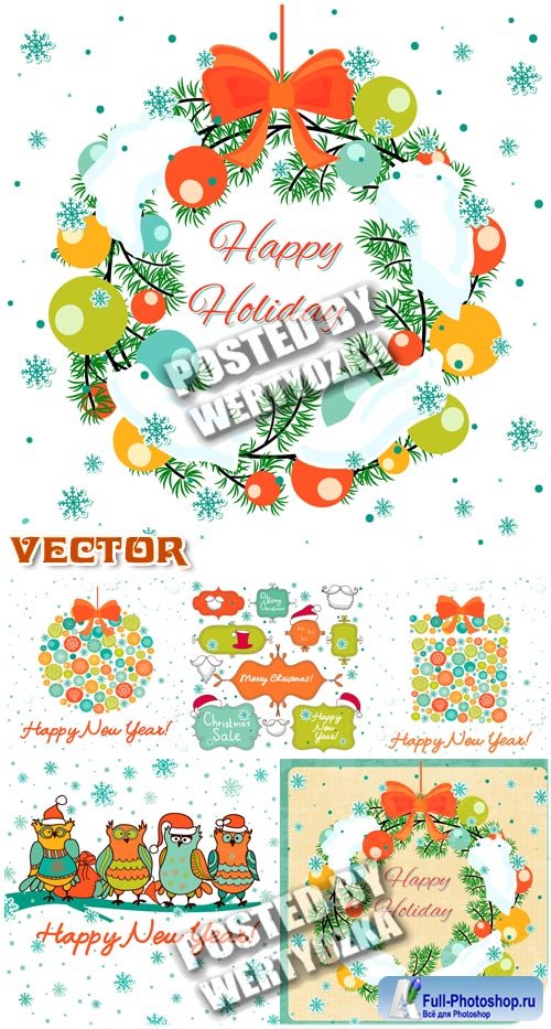       / New Year vector vintage style