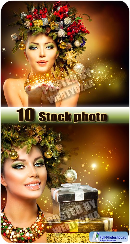 Beautiful girl and Christmas - stock photo