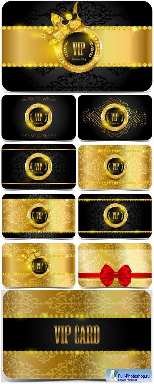     ,  / VIP card with gold decoration, vector