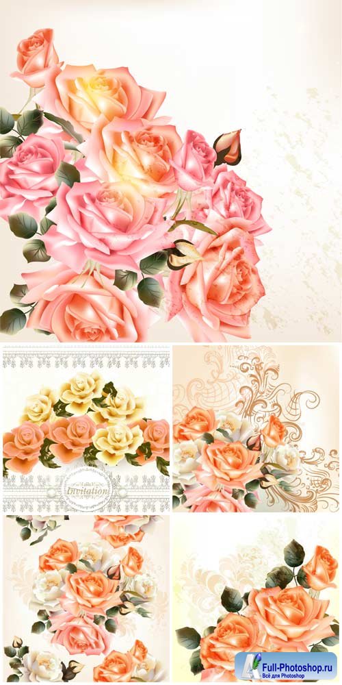 ,       / Roses, beautiful background with flowers vector