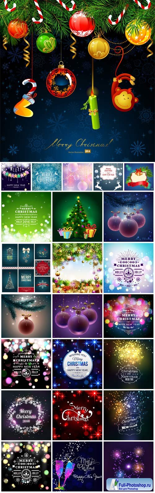 Merry Christmas, New Year vector, backgrounds, Santa Claus, Christmas tree, winter