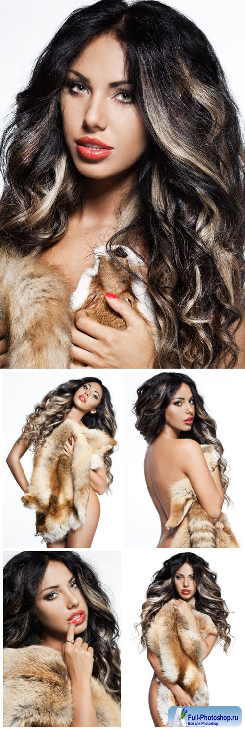 Beautiful girl in furs - Stock photo