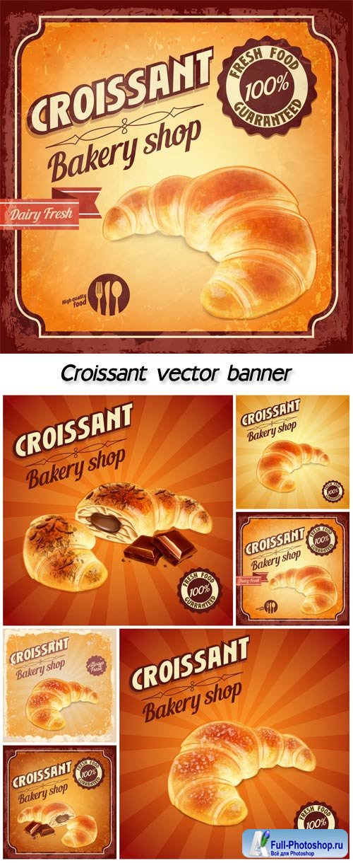 Croissant vector banner