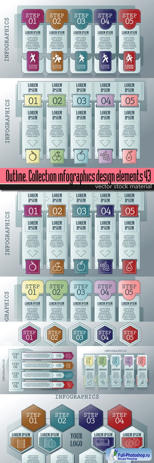 Outline. Collection infographics design elements 43