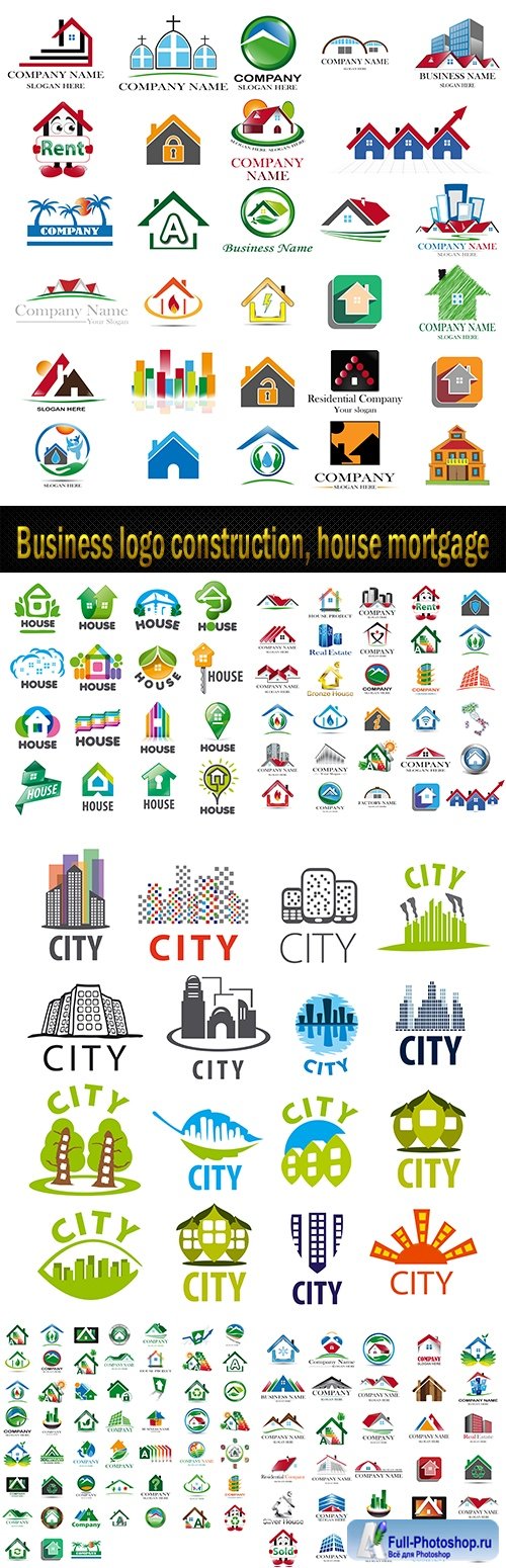 Business logo construction, house mortgage