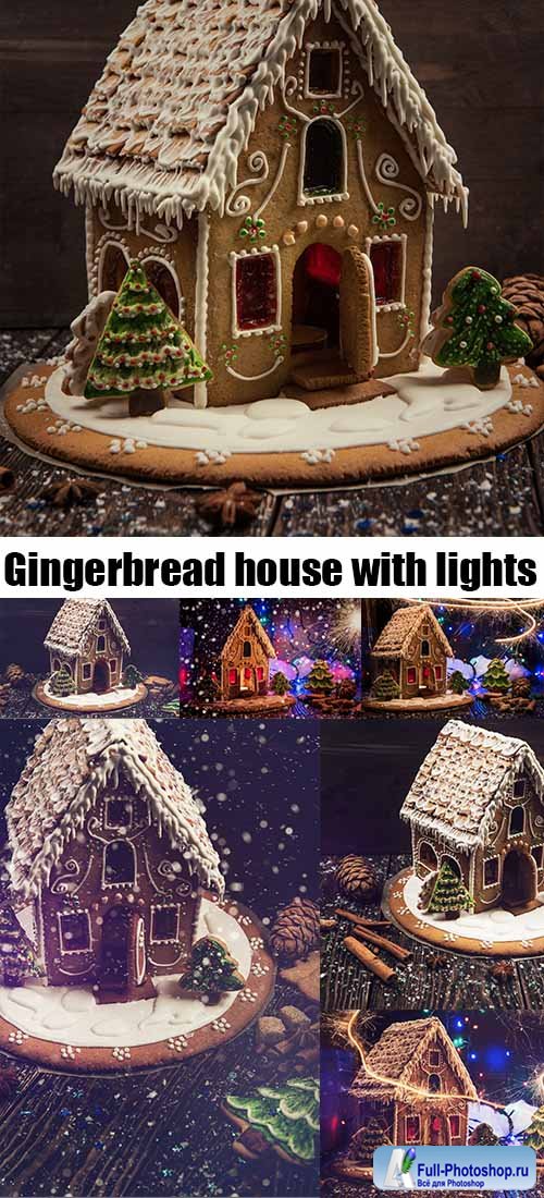 Gingerbread house with lights