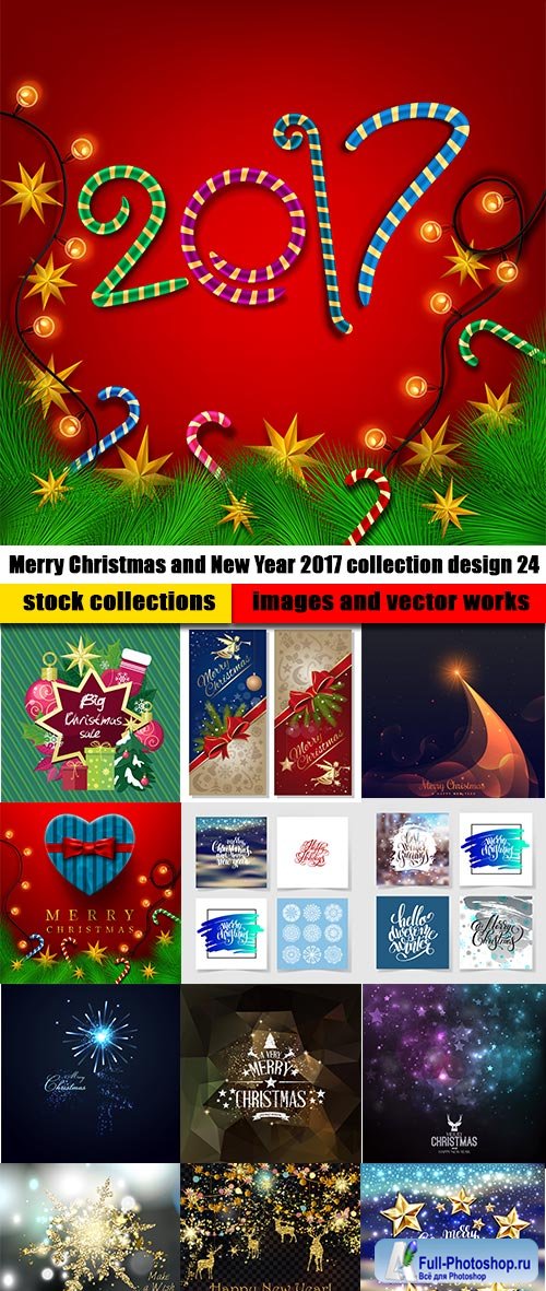 Merry Christmas and New Year 2017 collection design 24
