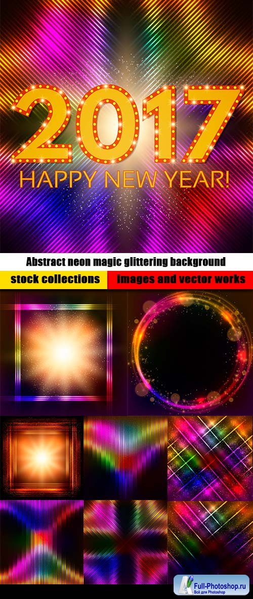 Abstract neon magic glittering background