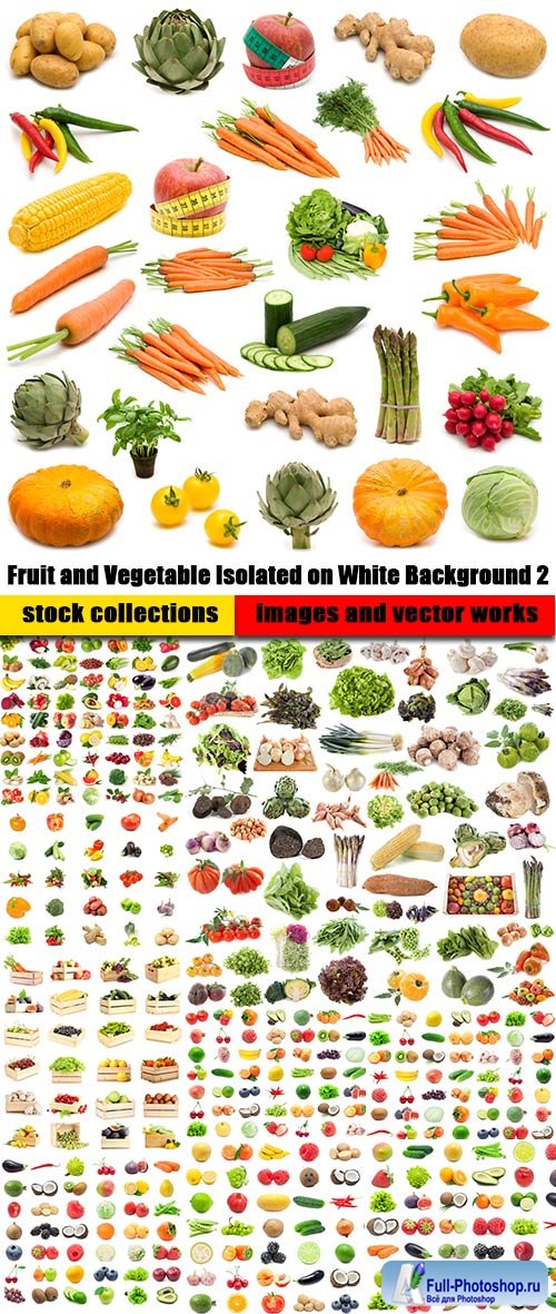 Fruit and Vegetable Isolated on White Background 2