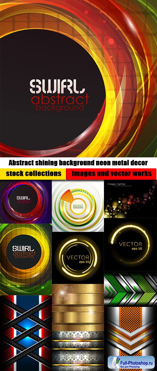 Abstract shining background neon metal decor