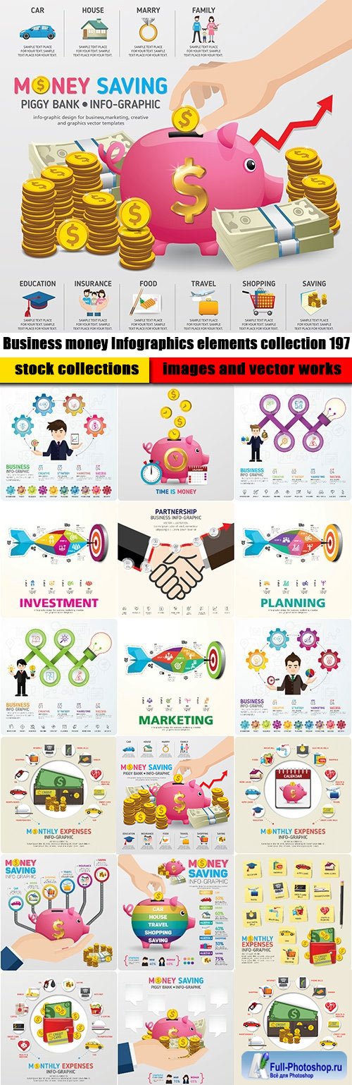 Business money Infographics elements collection 197