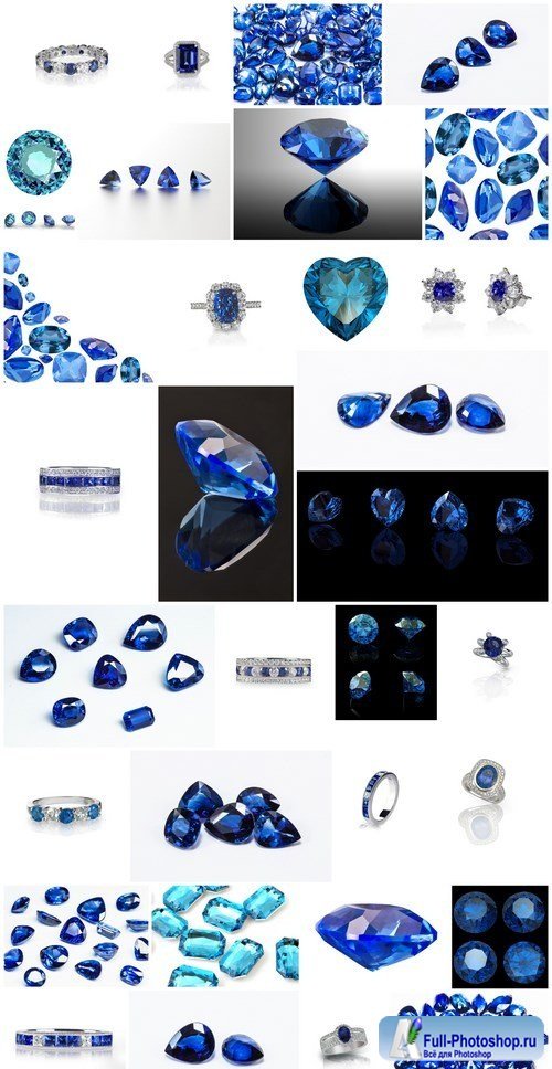 Sapphires - Gemstones, Set of 32xUHQ JPEG Professional Stock Images