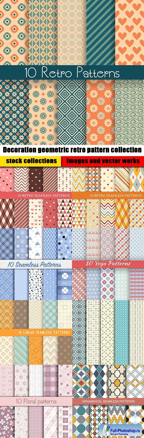 Decoration geometric retro pattern collection