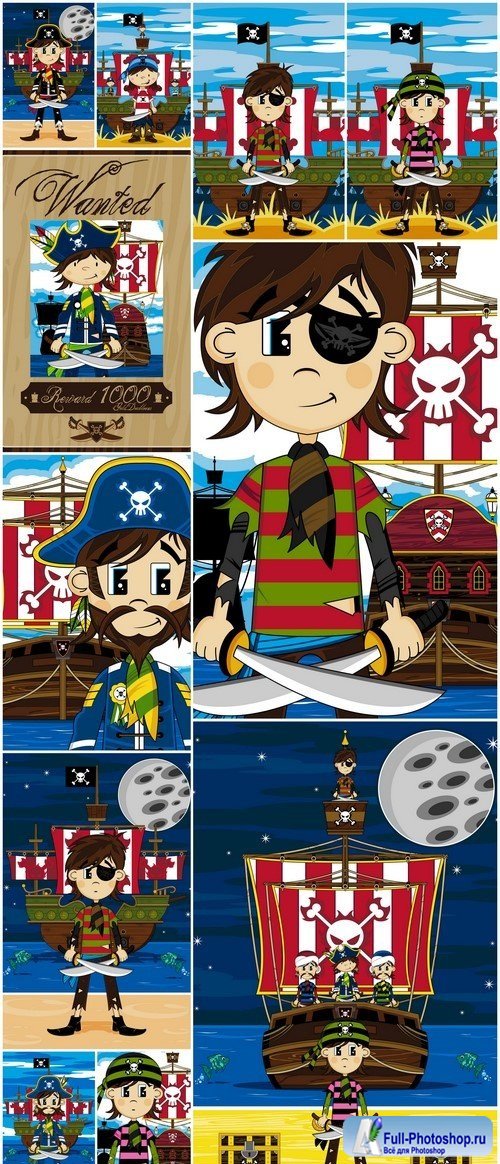 Captain Pirate and Ship 11X EPS