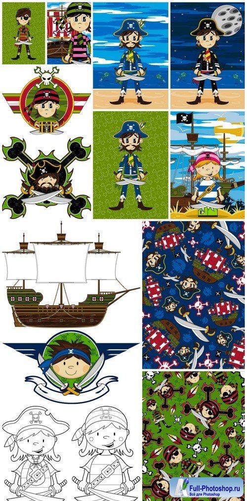 Pirate and Ship Patterns 14X EPS