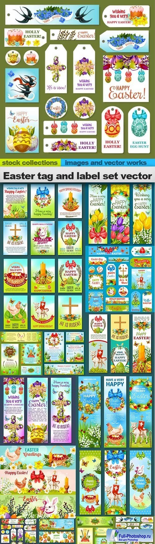 Easter tag and label set vector, 15 x EPS