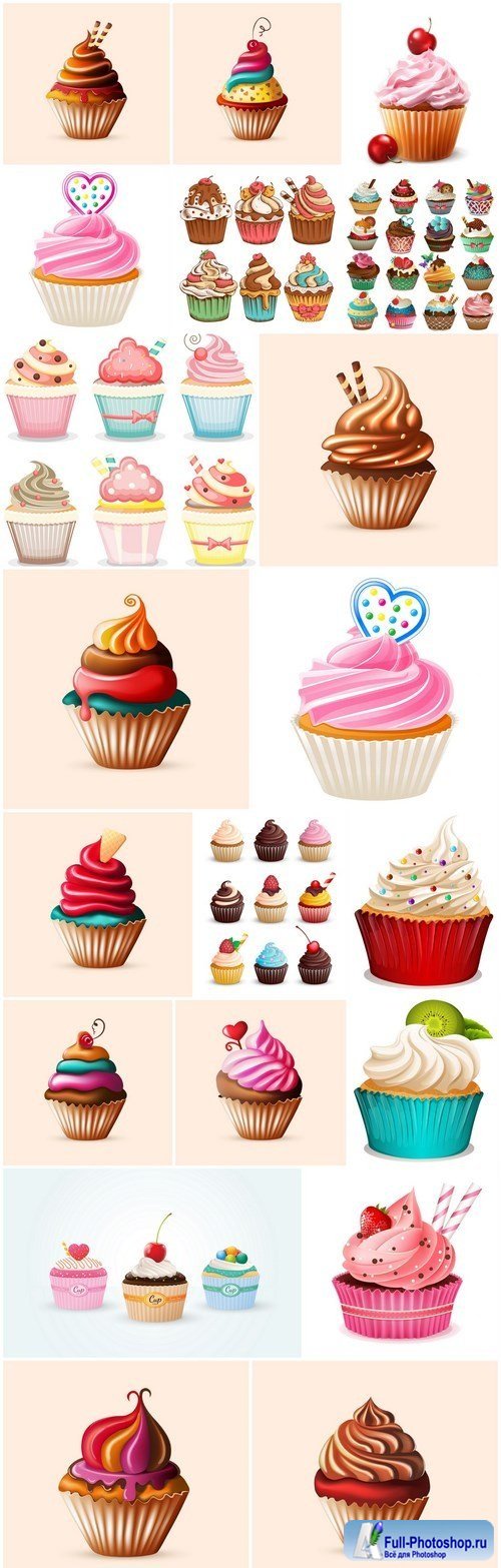 Cupcake Set - 20 Vector