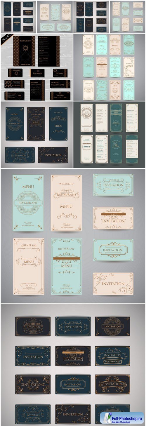 Decorative Vintage Retro Card - 10 Vector