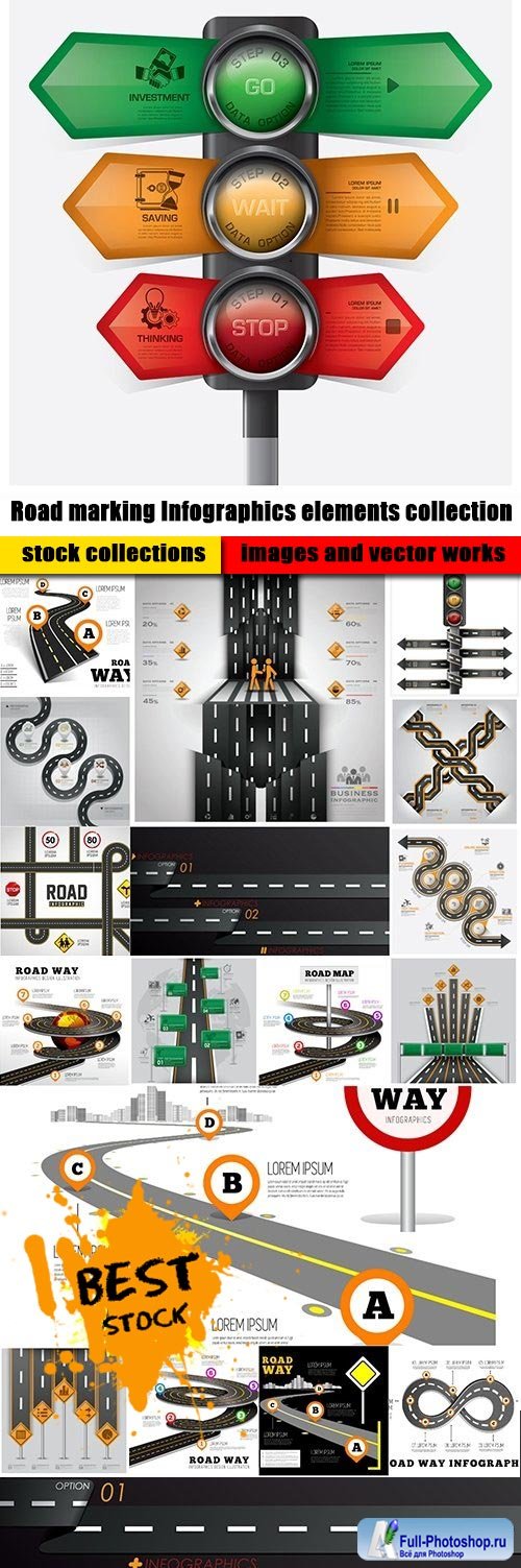 Road marking Infographics elements collection