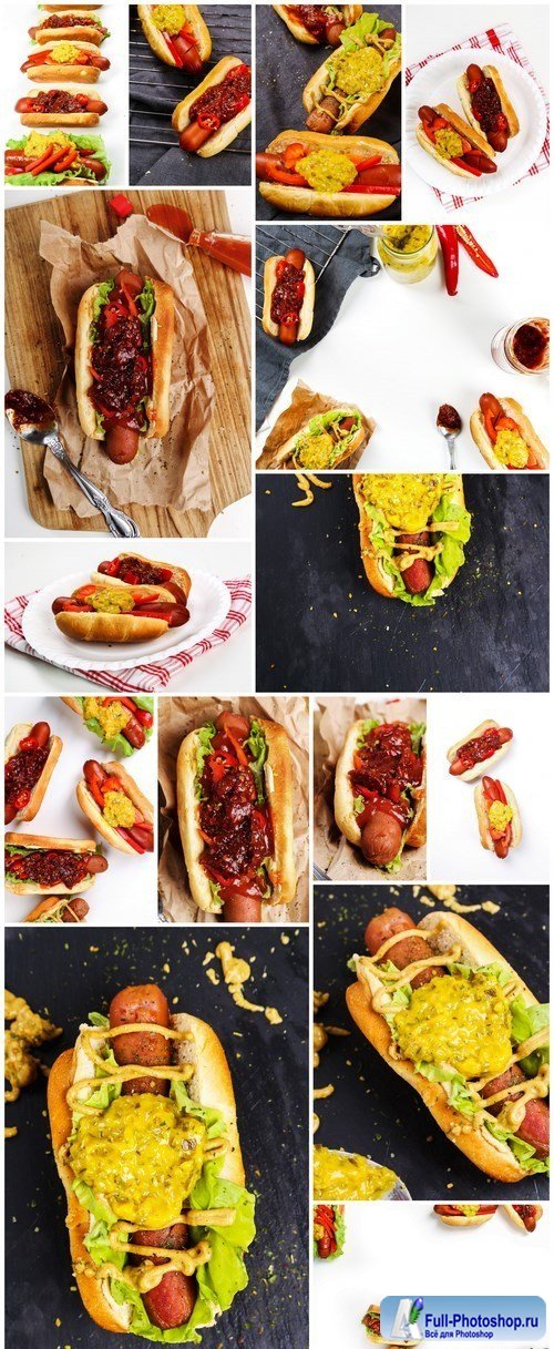 Tasty Hot Dog - Fast Food, 15xUHQ JPEG Photo Stock