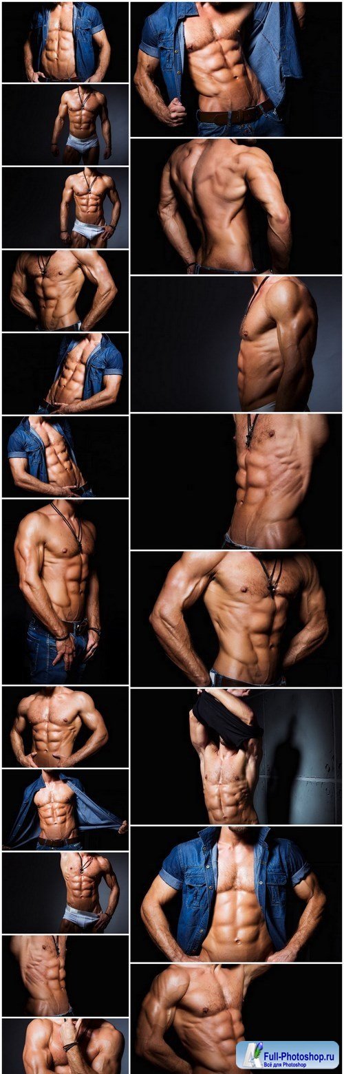 Muscular and sexy torso of young man having perfect abs - 20xUHQ JPEG Photo Stock