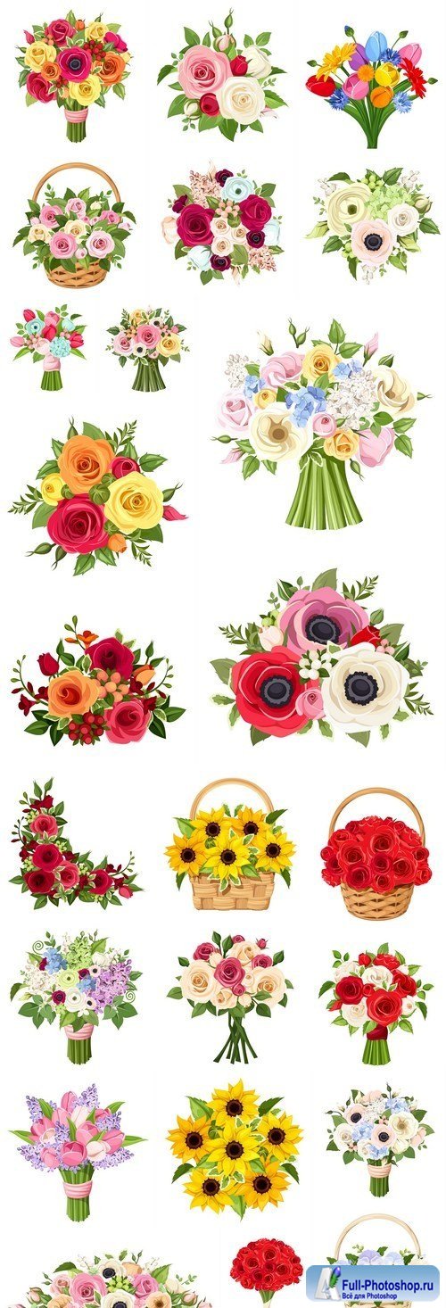 Spring Flowers Bouquet - 24 Vector