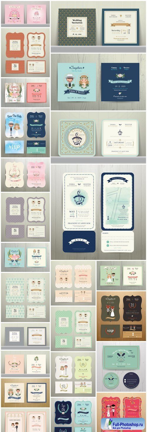 Decotative Invitation Card Collection - 25 Vector