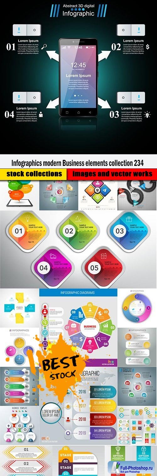 Infographics modern Business elements collection 234