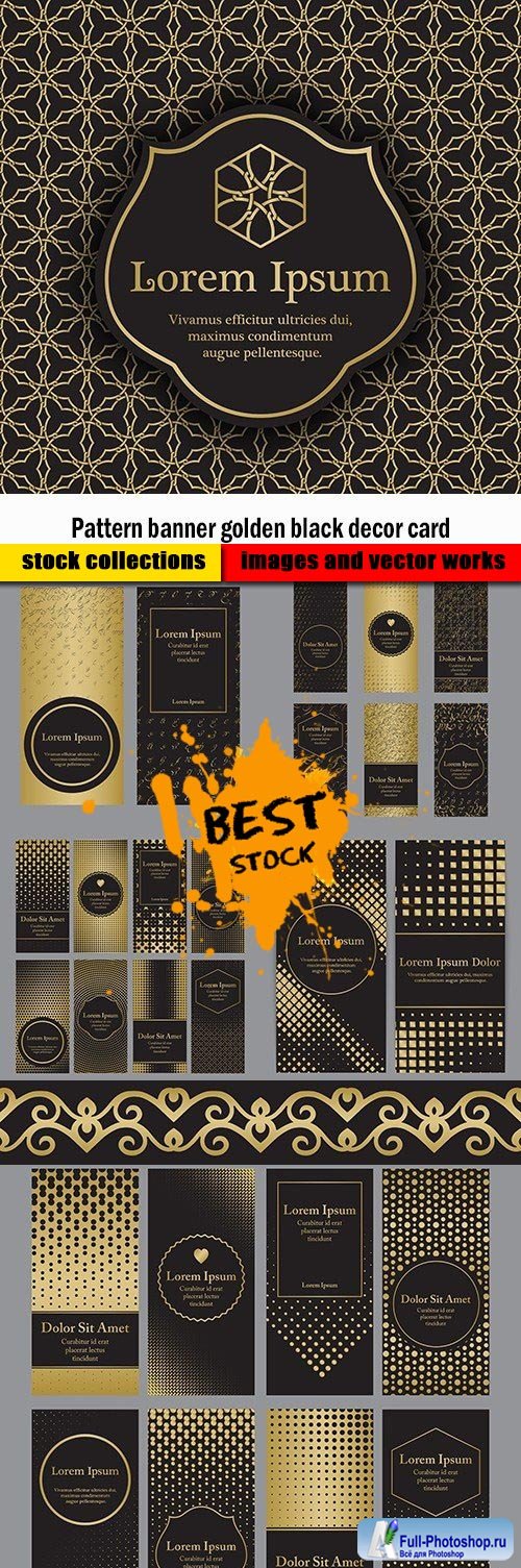 Pattern banner golden black decor card