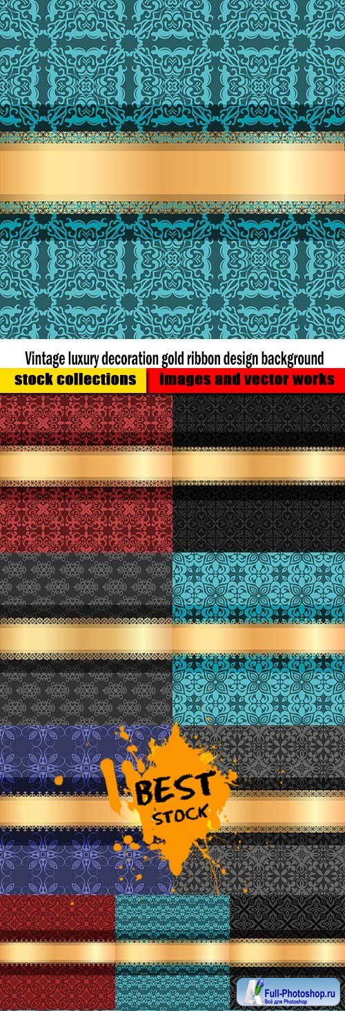 Vintage luxury decoration gold ribbon design background