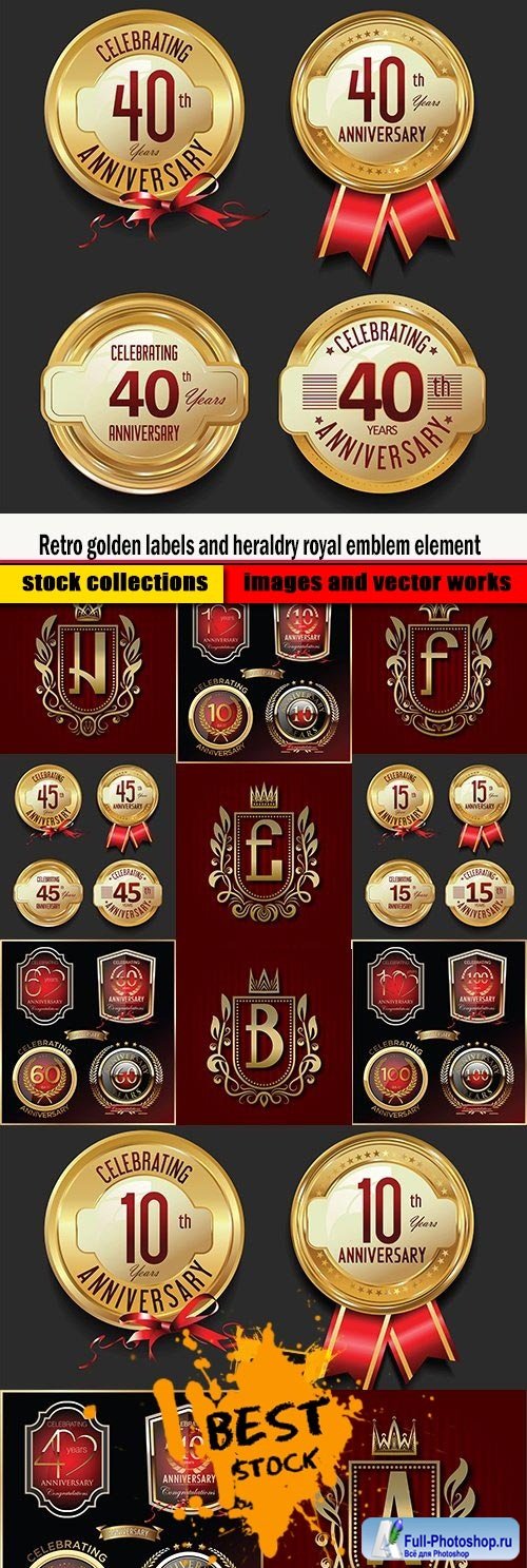 Retro golden labels and heraldry royal emblem element