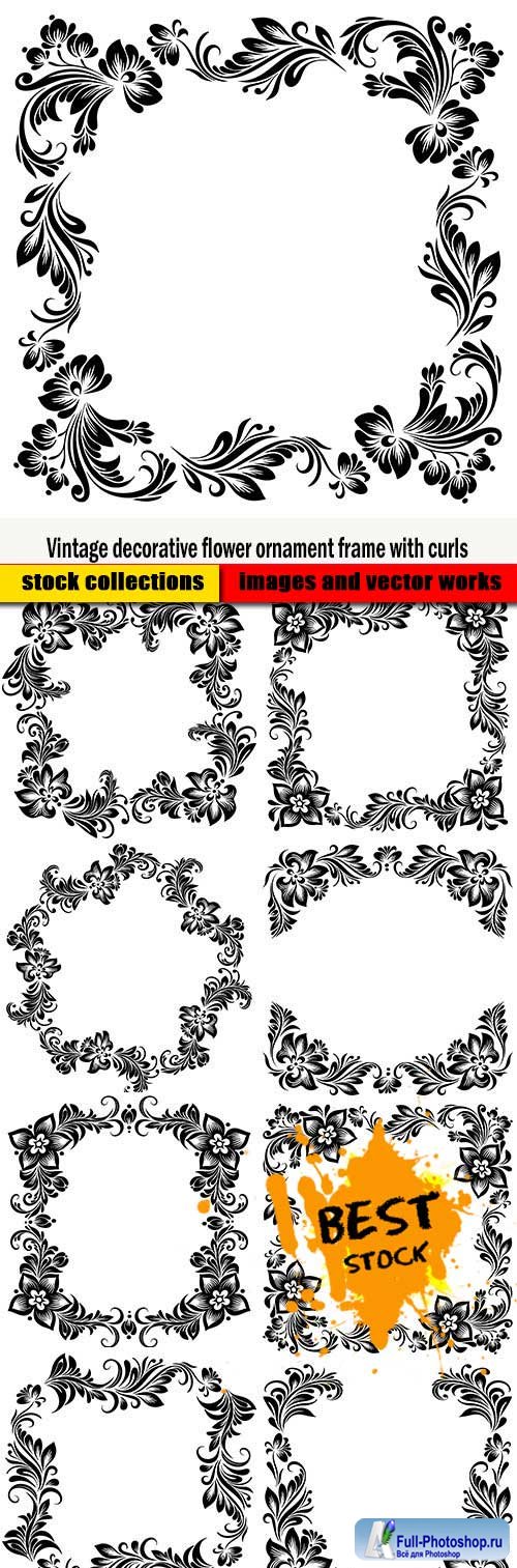 Vintage decorative flower ornament frame with curls