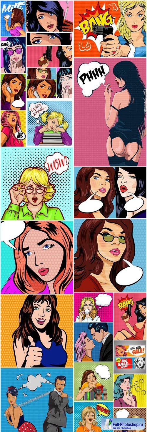 Pop Art , Retro Comic #16 - 23 Vector