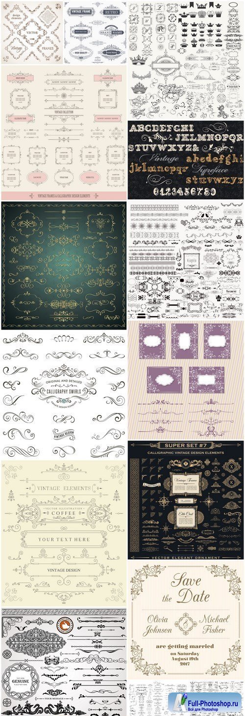 Vintage Calligraphy Elements #3 - 15 Vector