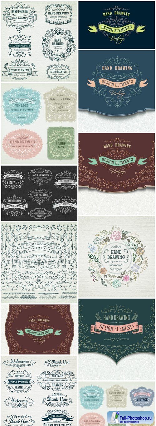 Hand Drawn Vintage Frame - 12 Vector