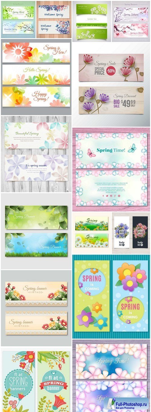 Spring Flowers Banner - 15 Vector