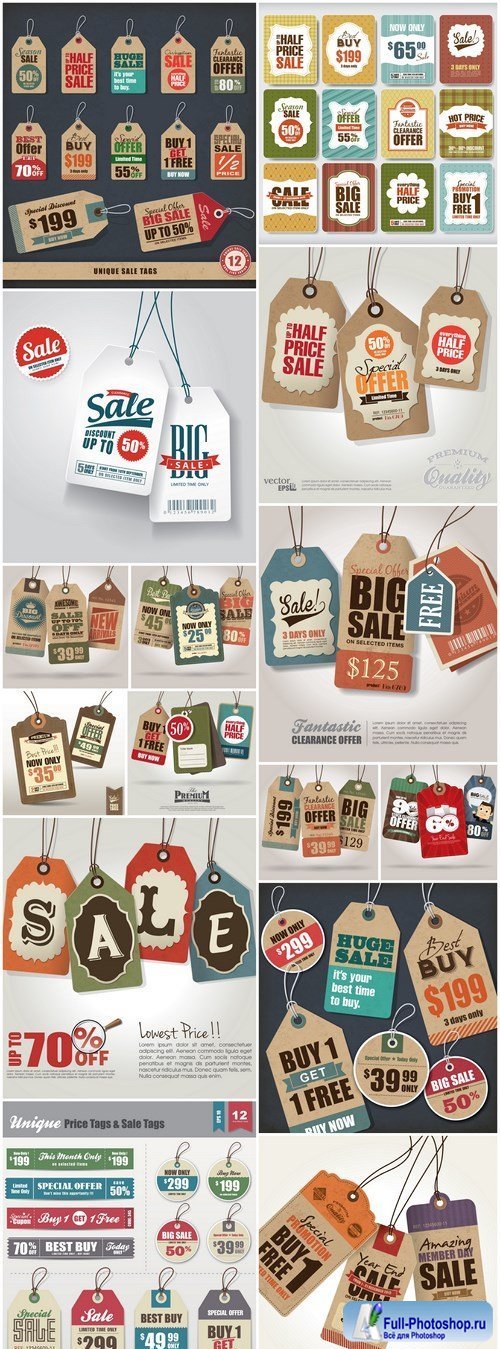 Set Of Sale Tags - 15 Vector