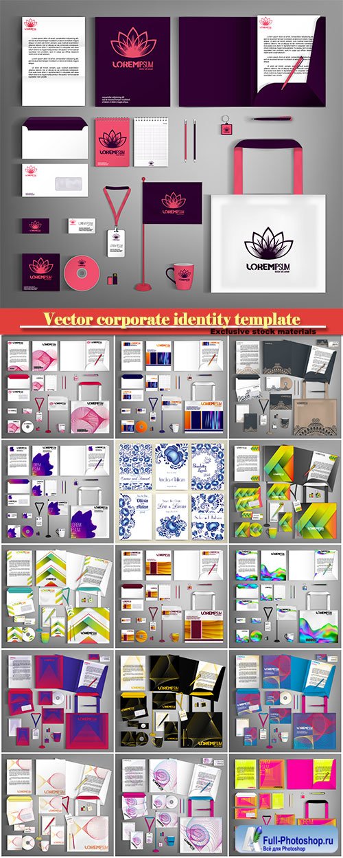 Trendy vector corporate identity template design, modern business set