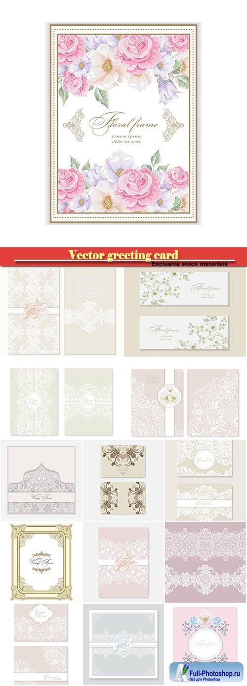 Vector greeting card with flowers for wedding, birthday and other holidays