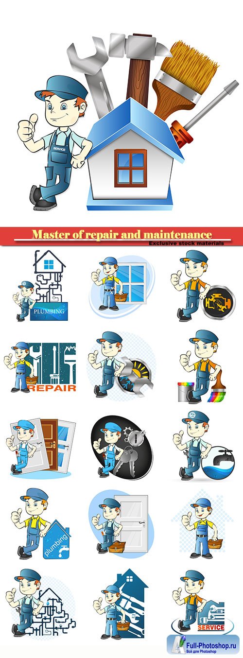 Master of repair and maintenance in vector