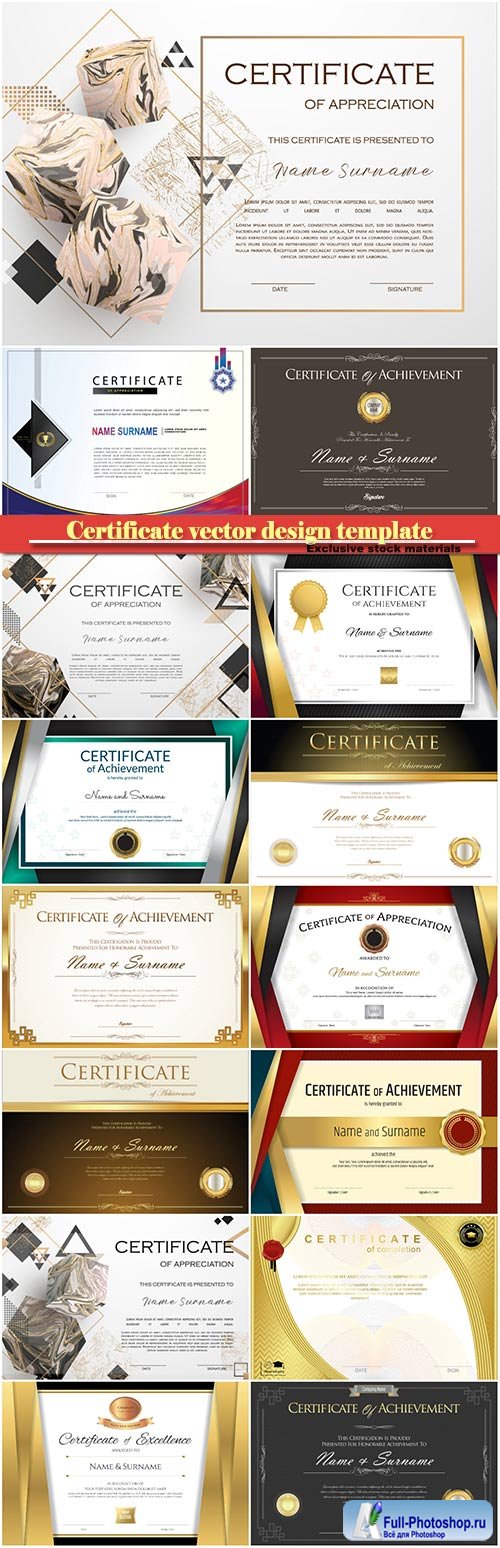 Certificate and vector diploma design template # 40