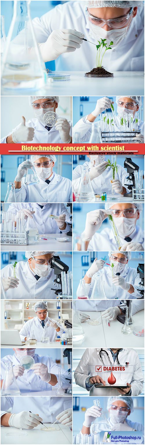 Biotechnology concept with scientist in laboratory